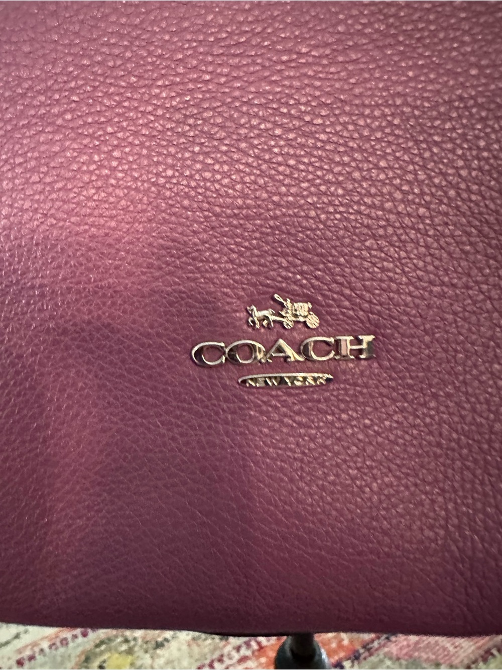 COACH Town Tote Purple Pebbled Leather Tote - Picture 14 of 15